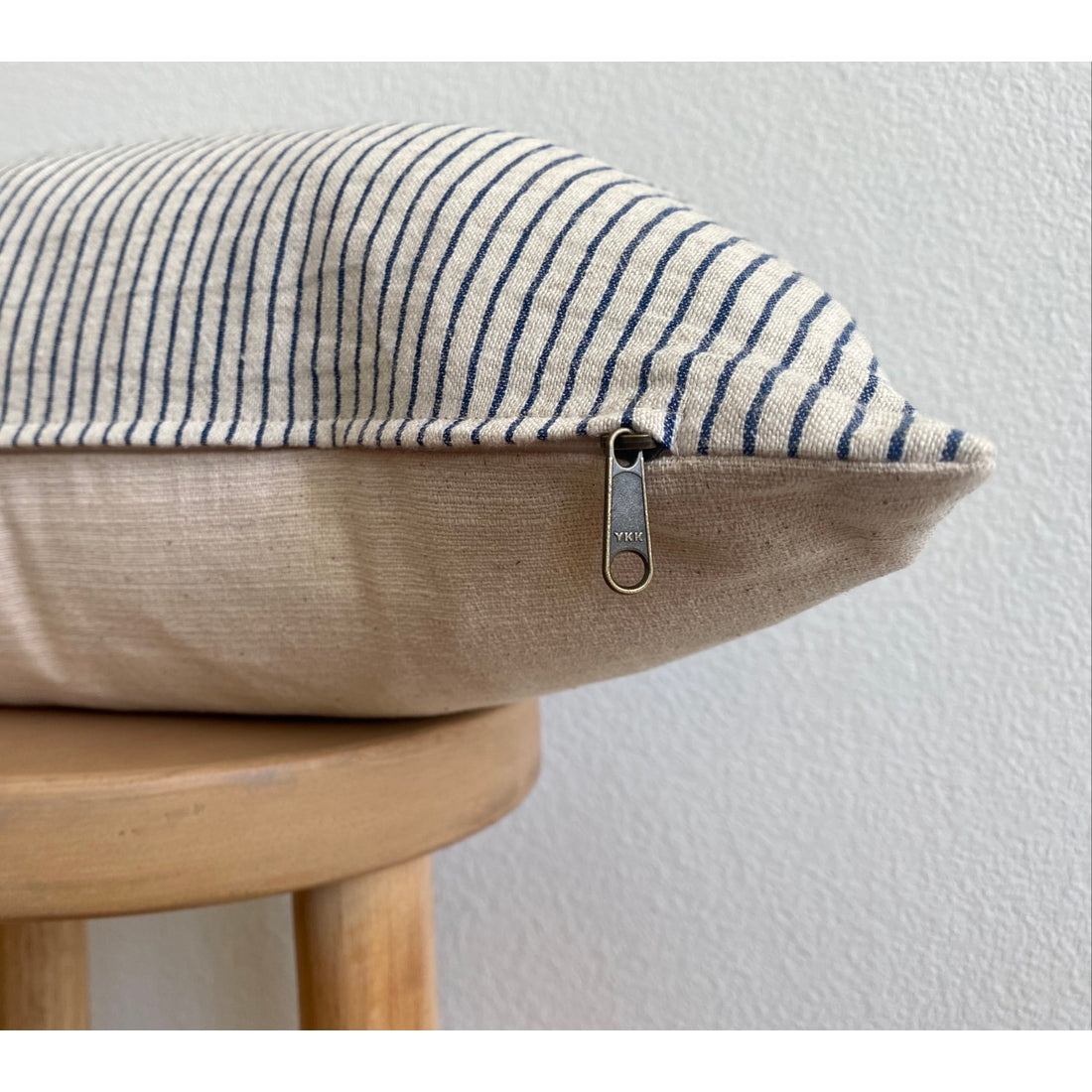 Natural Linen & Navy Lumbar Pillow