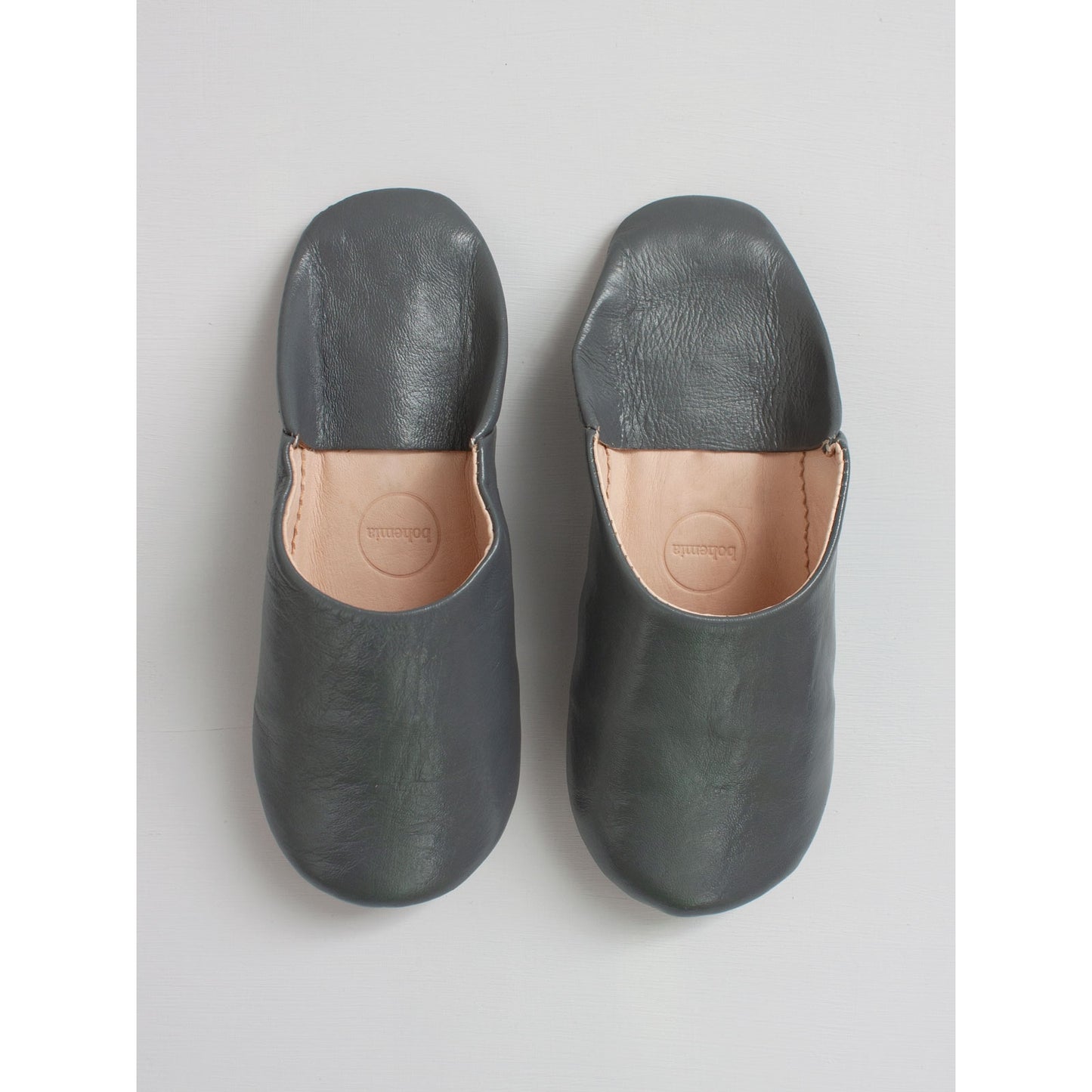 Moroccan Babouche Slippers, Grey
