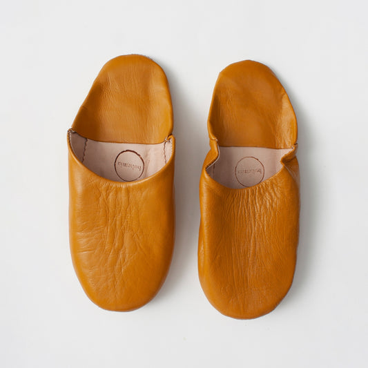 Moroccan Babouche Slippers, Ochre