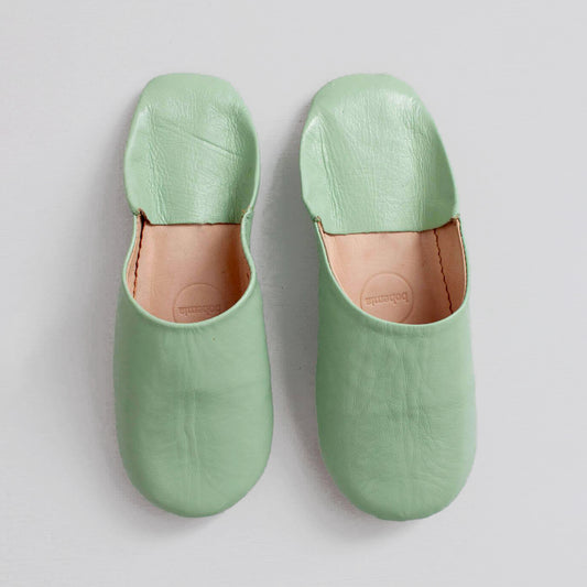 Moroccan Babouche Slippers, Sage
