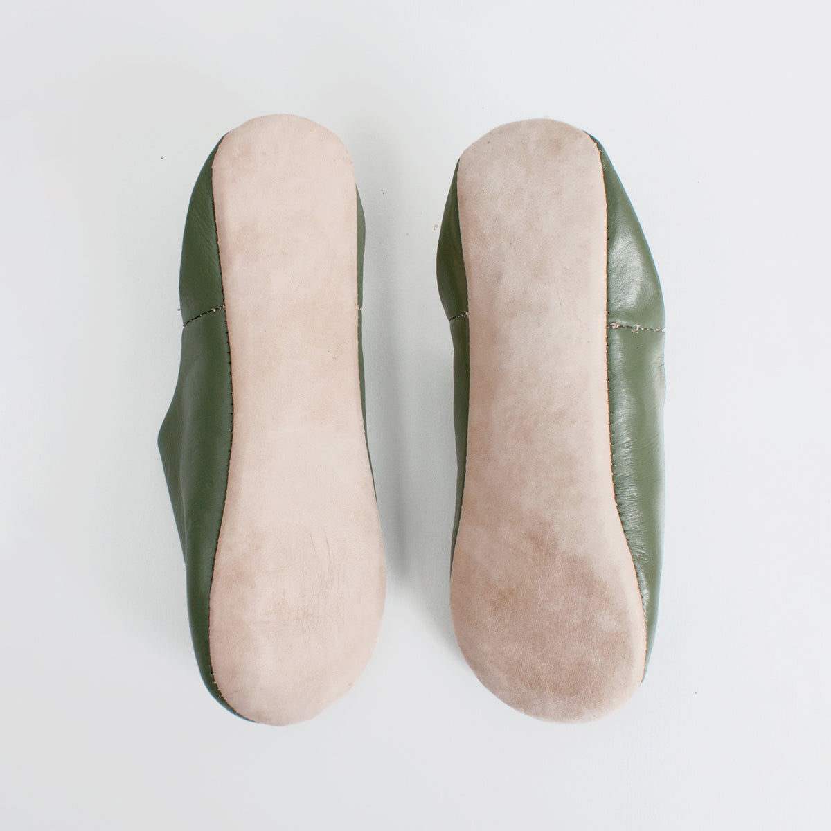 Moroccan Babouche Slippers, Olive