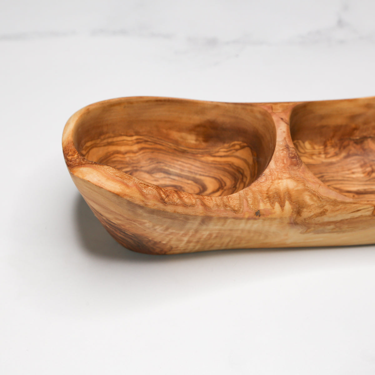 Divided Rustic Olive Wood Bowl